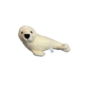 Vintage Kohls Cares Sea World 14" White Seal Blue Tag Plush Stuffed Animal Toy